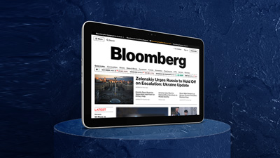 tablet con la imagen de subscripcion a Bloomberg