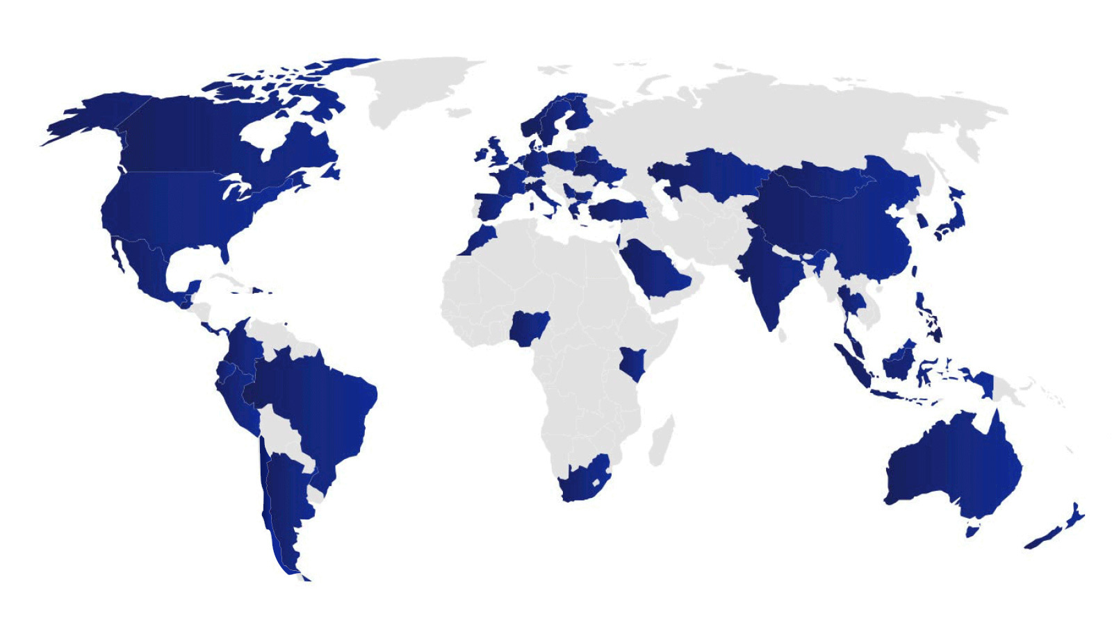 Mapa que indica los países con atletas del Team Visa